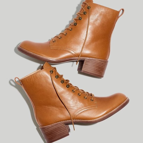 Like New | Madewell Patti Lace-Up Boots in English Saddle - Picture 5 of 8